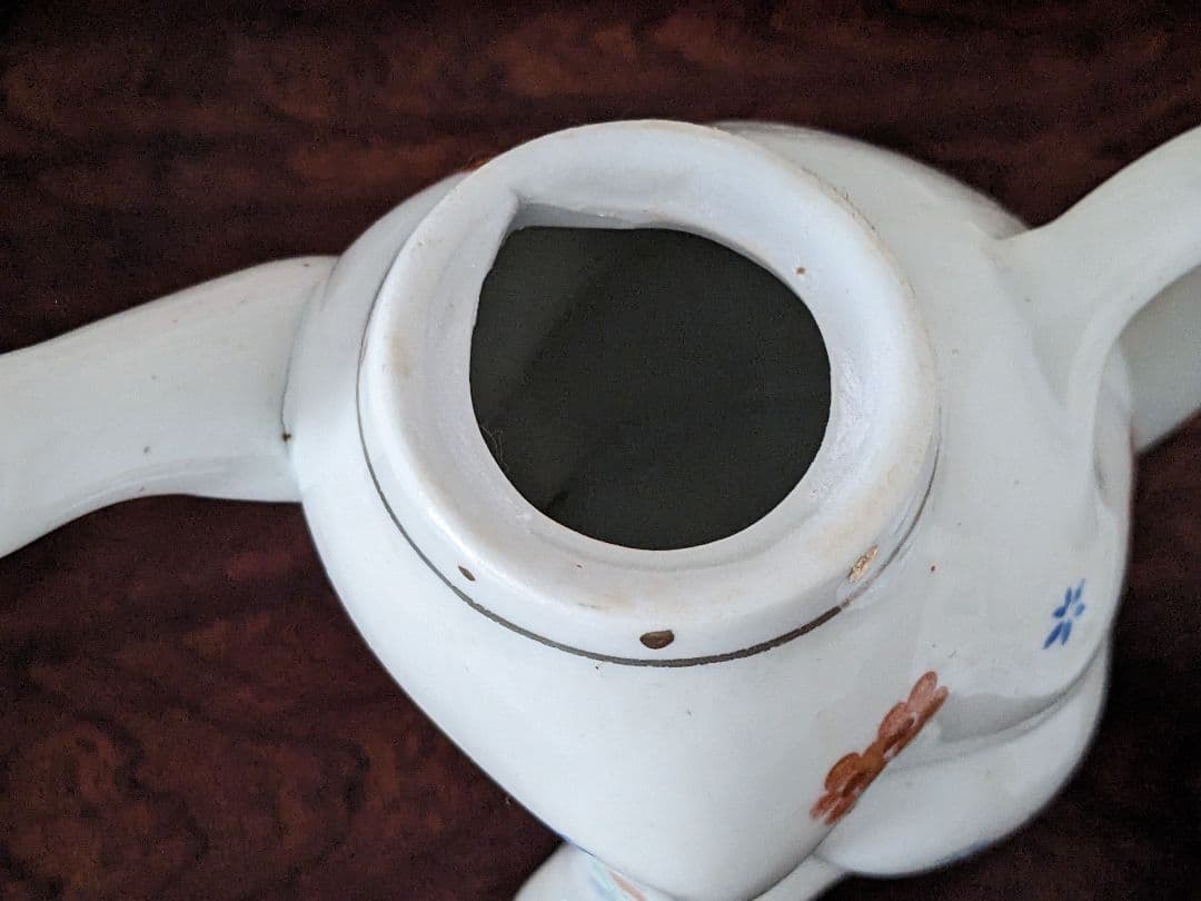 イギリス ヴィンテージ ◆ 猫型 陶器 ティーポット ◆ 白色 花柄