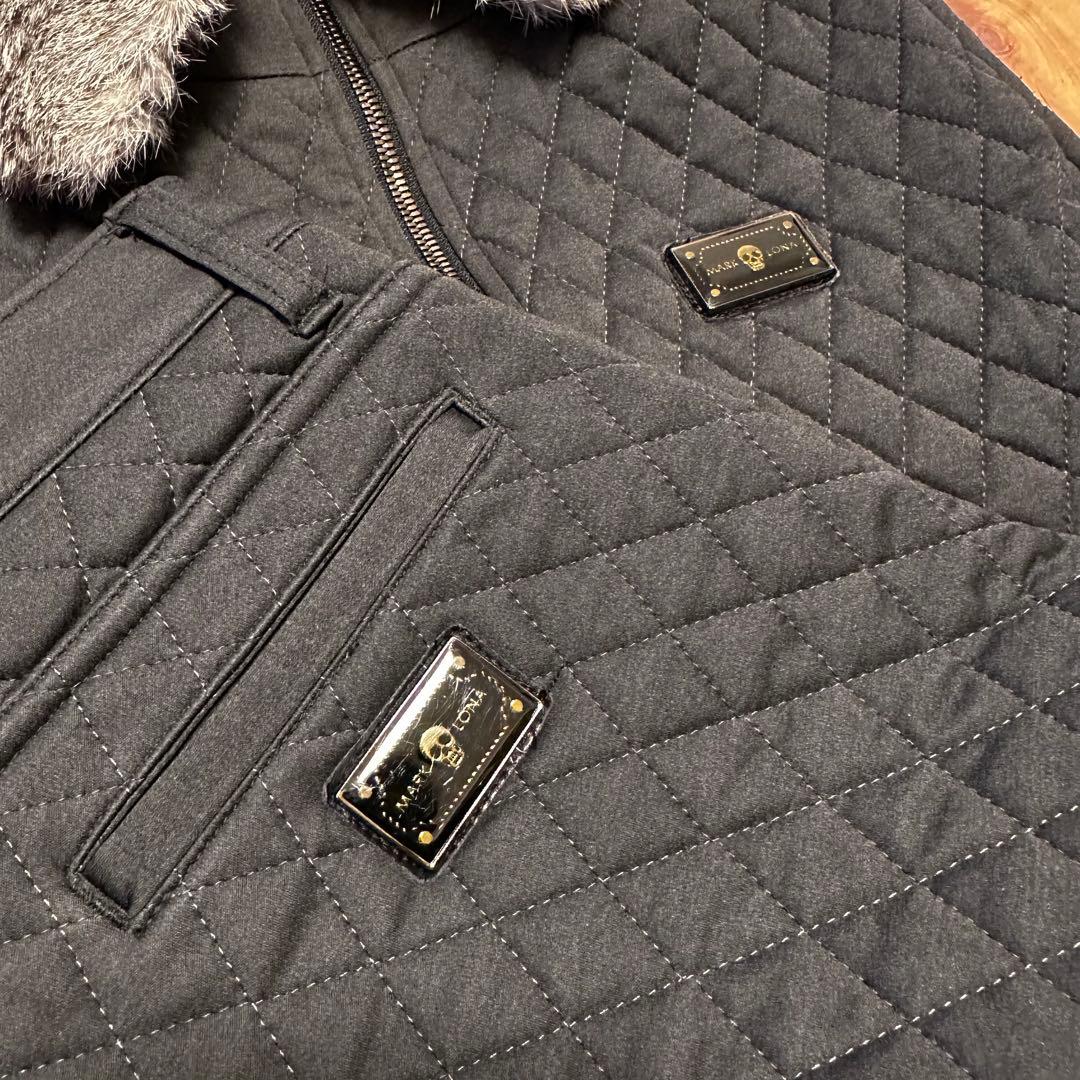 中綿　ラビットファー　キルティング　ベスト　パンツ　セットアップ　S 秋冬