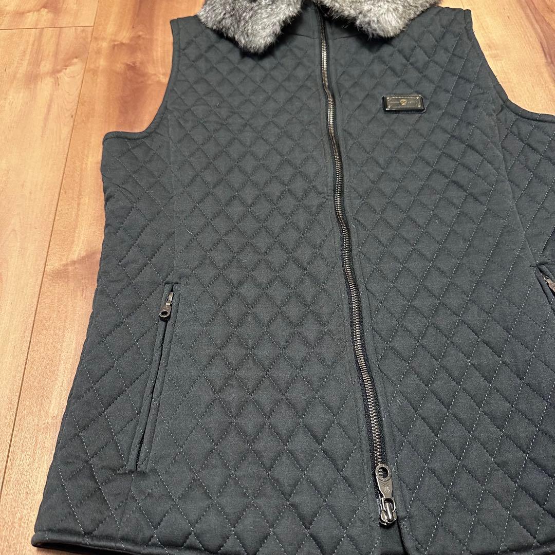 中綿　ラビットファー　キルティング　ベスト　パンツ　セットアップ　S 秋冬