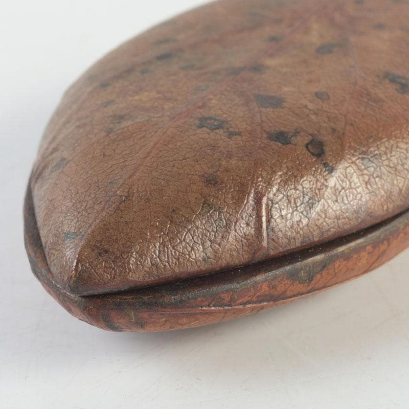 茶道具　山中塗師　新井宗賀作　乾漆　柿ノ葉香合　共箱　V　9706