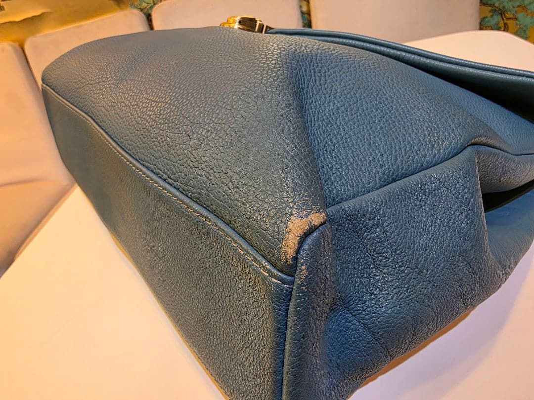 大峽製鞄　レイロウ　レザー　ビジネスバッグ　ブルー