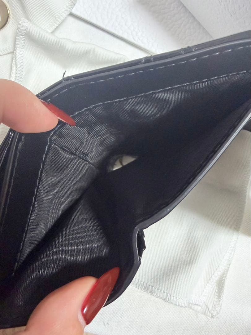 【美品】DIOR ロータスウォレット カナージュパテントカーフスキン