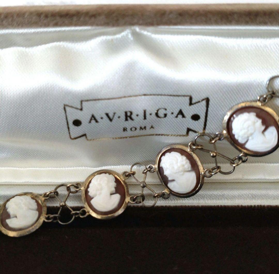年代物　AVRIGA ROMA 　カメオ調 ブレスレット　カメオ