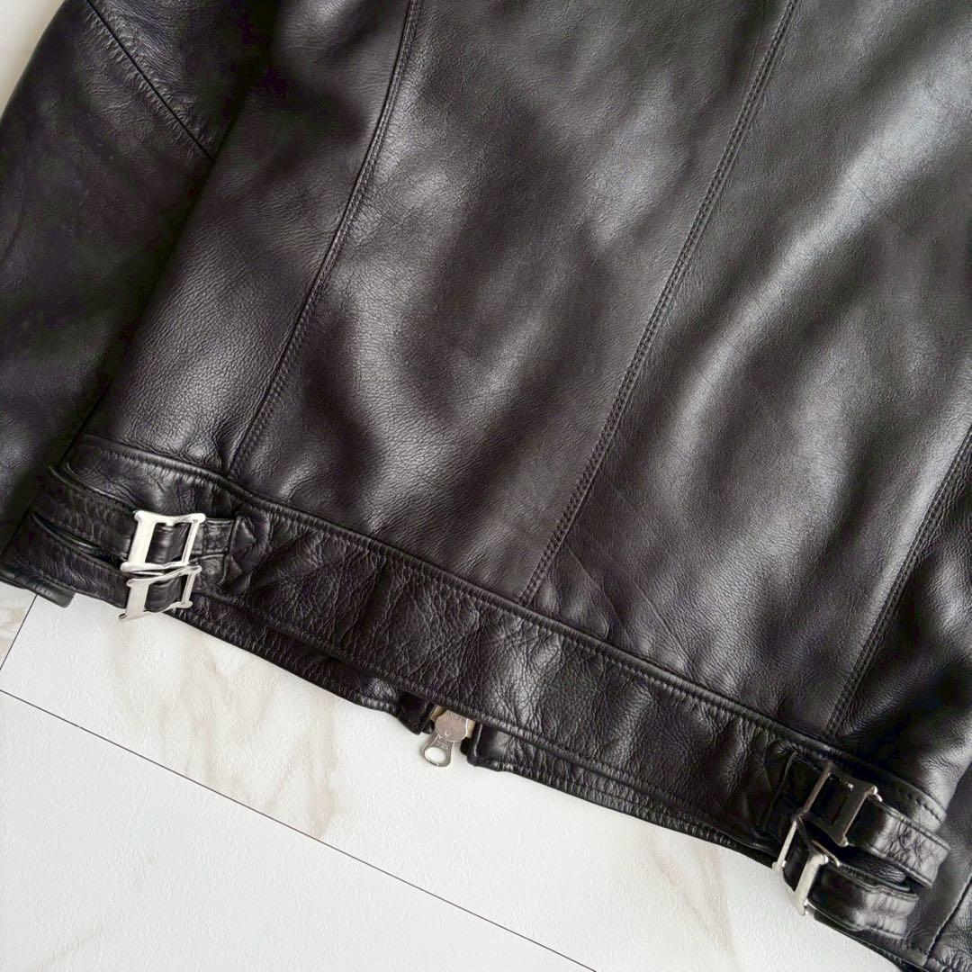 美品◆ナノユニバース ラムレザー シングルライダース ジャケット キルティング