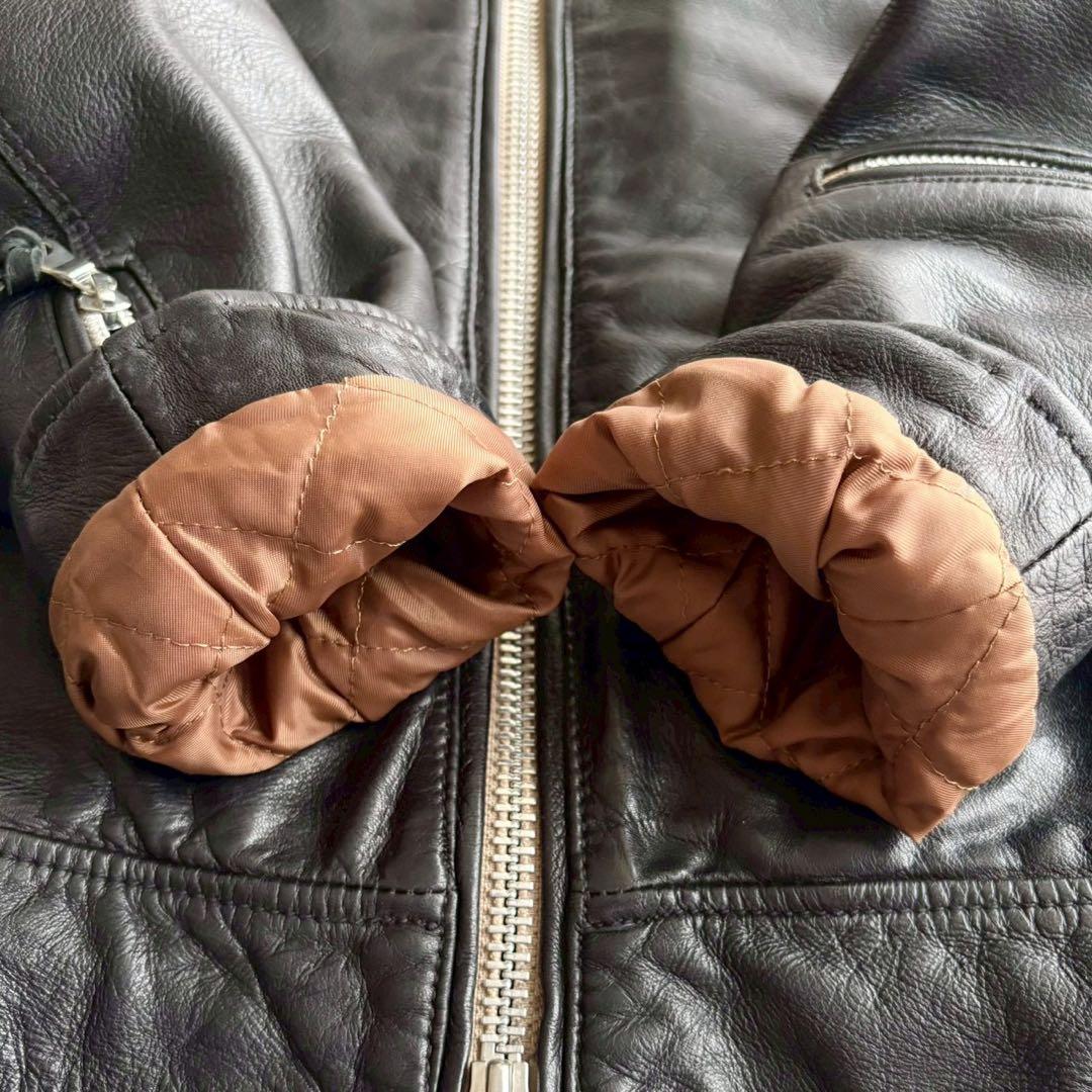 美品◆ナノユニバース ラムレザー シングルライダース ジャケット キルティング