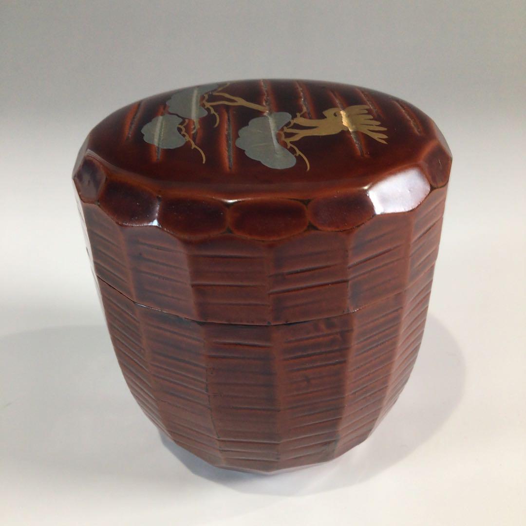 Ｐ４５０　棗　『岡本陽斎作』『又妙斉好』『老松蒔絵』『折撓中棗』　共箱　茶道具