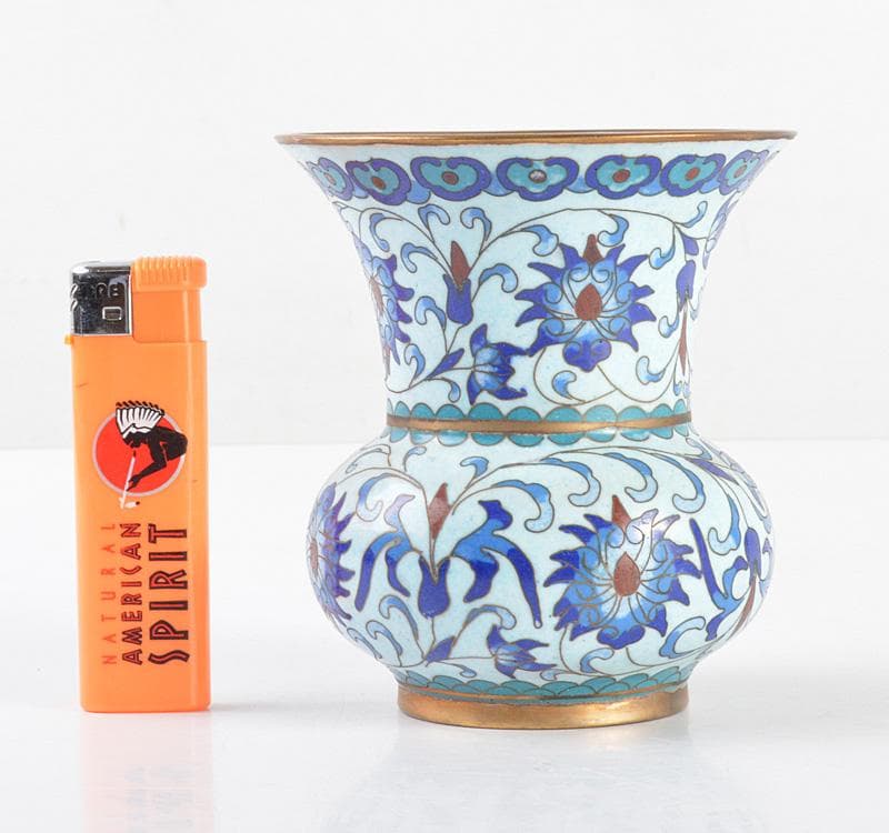 中国　古七宝琺瑯彩　花卉文瓶　V　R4769