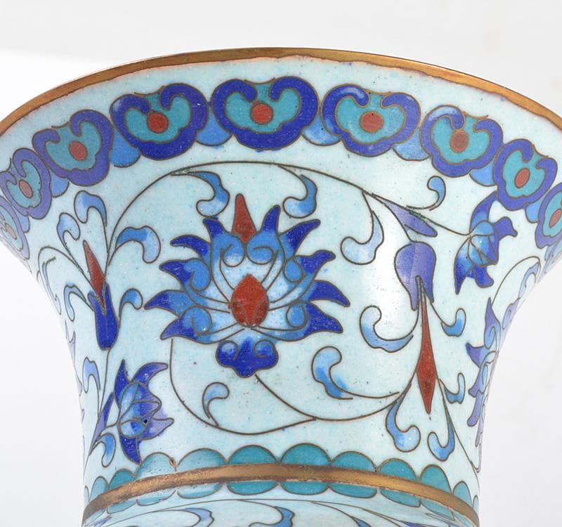 中国　古七宝琺瑯彩　花卉文瓶　V　R4769