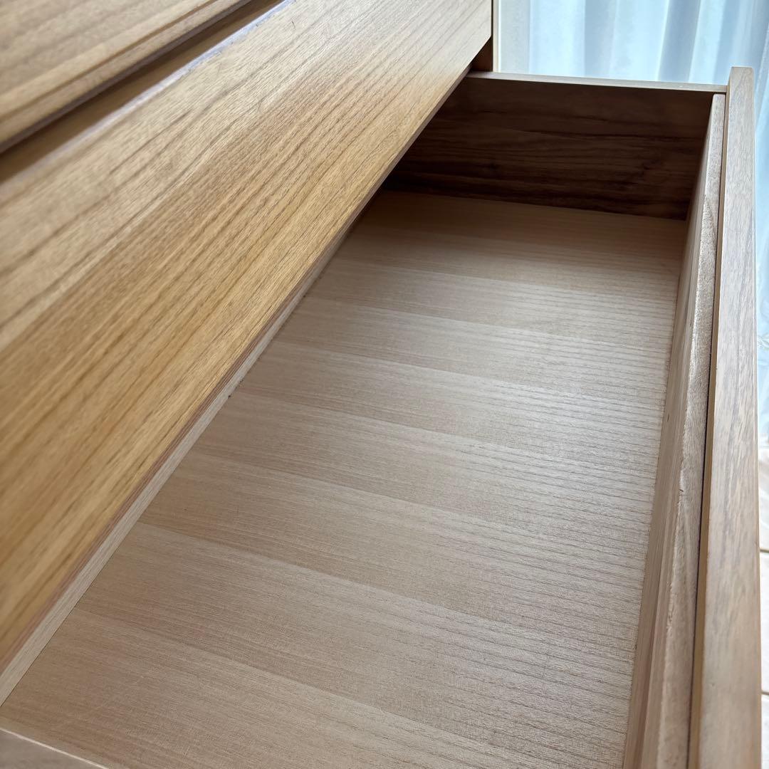 ナチュラルウッドの木製チェスト 6引き出し