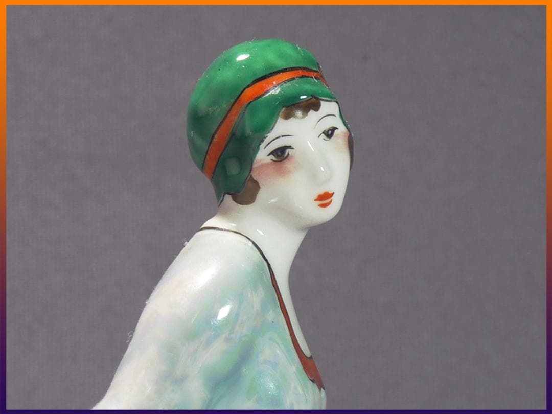 【1点限り】ノリタケ 青 デコレディ ドレッサードール パウダー アンティーク