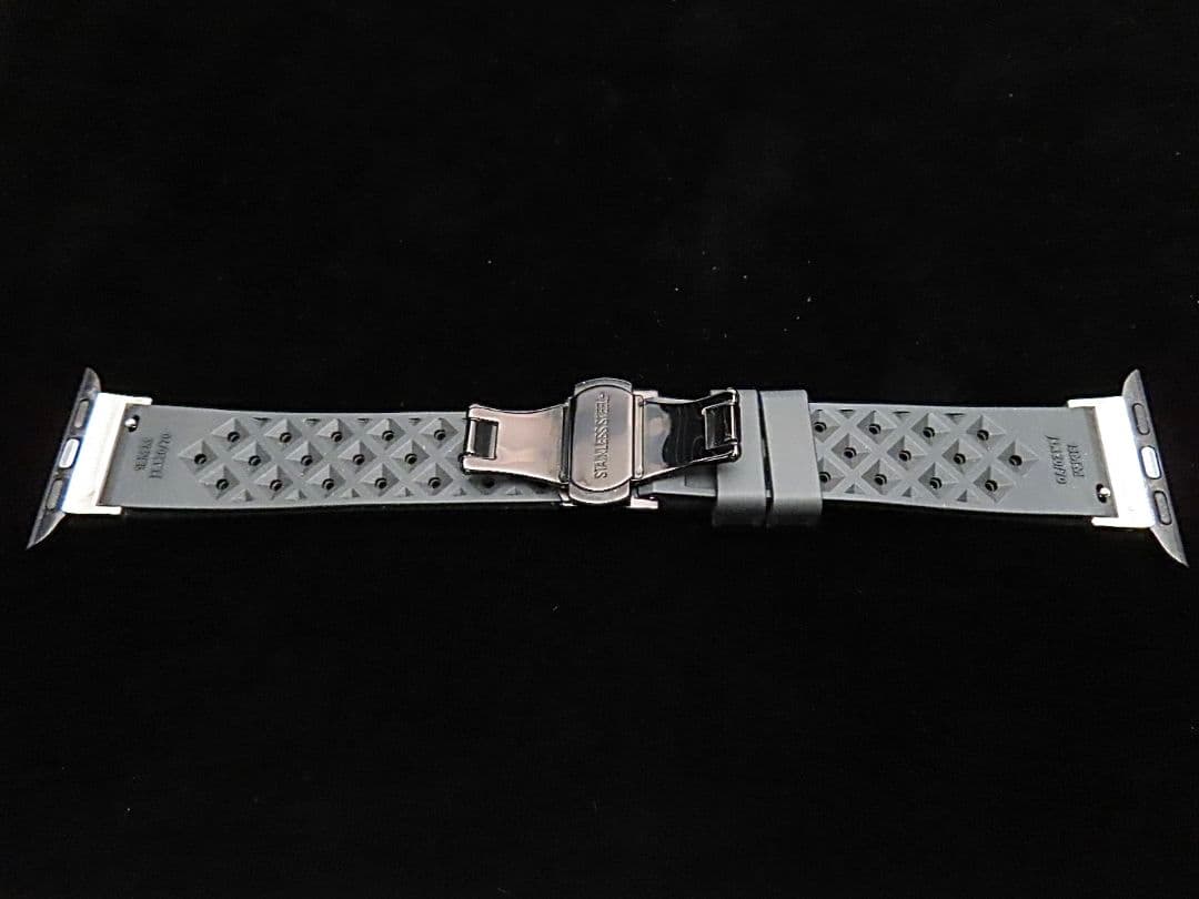 AppleWatch専用ダイアモンド&シルバー925製チャーム&ラバーバンド(黒