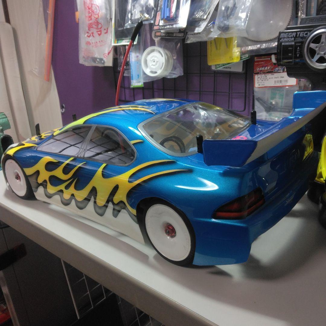 ホビーラジコンカー 青と黄色の炎模様(プロポ、フルセット旧車