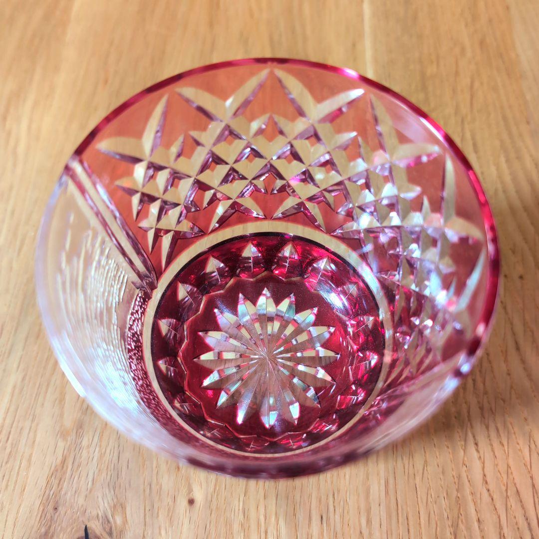 江戸切子 赤富士 伝統工芸士木村泰典 ロックグラス 共箱 専用箱付き ✨美品✨
