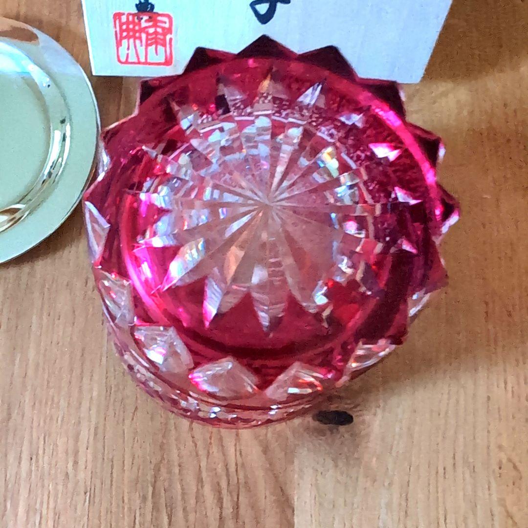 江戸切子 赤富士 伝統工芸士木村泰典 ロックグラス 共箱 専用箱付き ✨美品✨