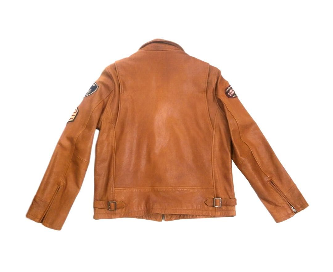 ローブローナックル ライダースジャケット ワッペン 山羊革 ブラウン XLサイズ