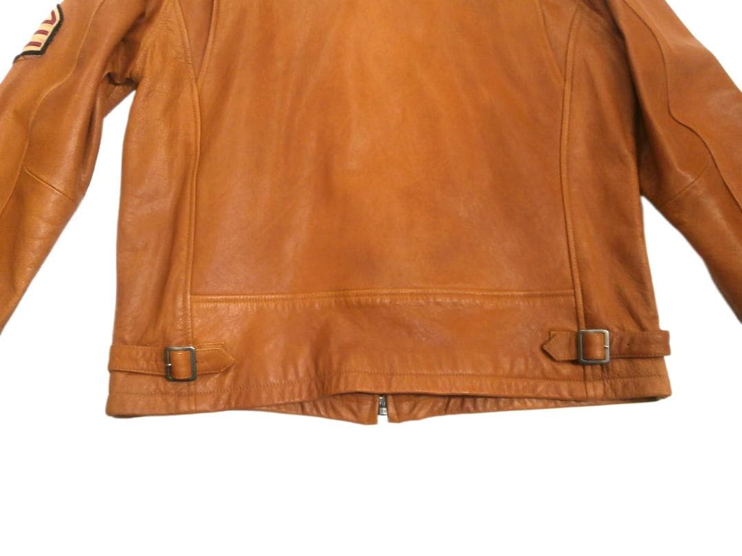 ローブローナックル ライダースジャケット ワッペン 山羊革 ブラウン XLサイズ