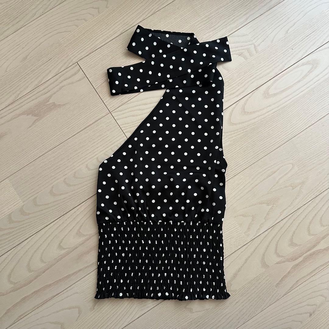 トップス BEEDEN DOTS SCARF NECK TOPS