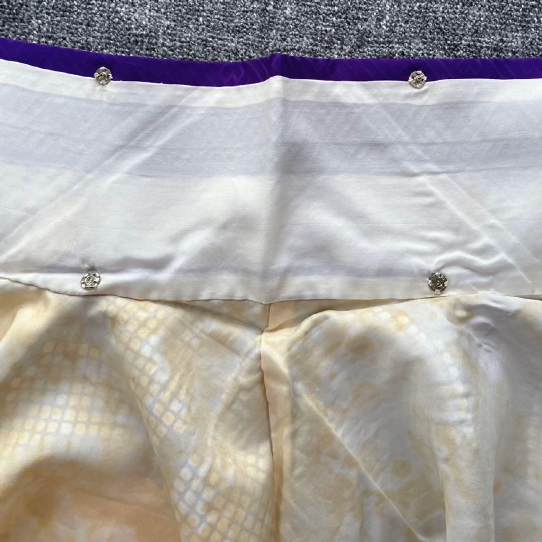 【扇柄 牡丹柄 熨斗目 】ムラサキ 振袖 豪華