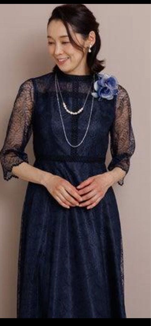 フォルムフォルマ マザードレスform forma リーフレースロング紺　９号