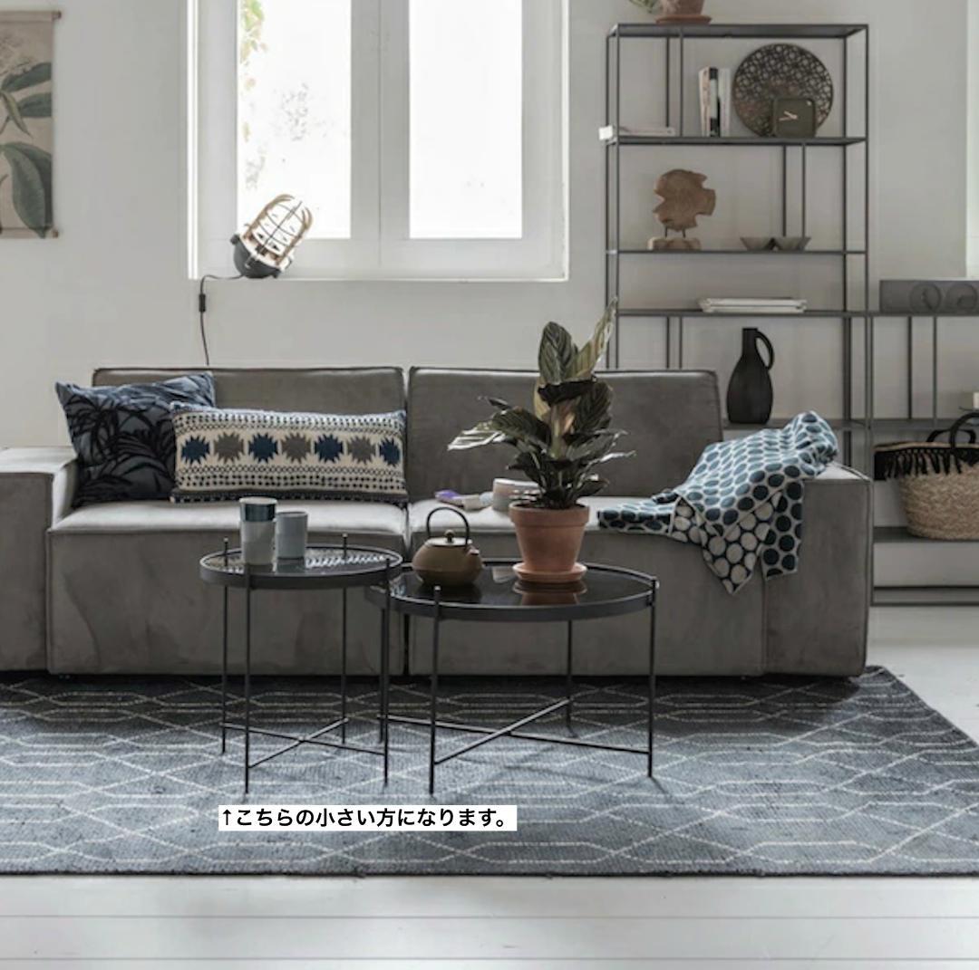 Zuiver★ガラストップ サイドテーブル/コーヒーテーブル アイアン 折り畳み