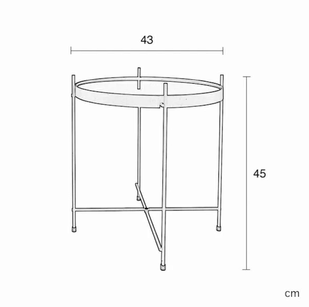 Zuiver★ガラストップ サイドテーブル/コーヒーテーブル アイアン 折り畳み
