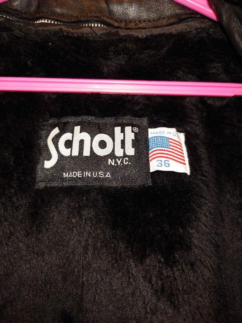 Schott ブラックレザーシングルライダース 36