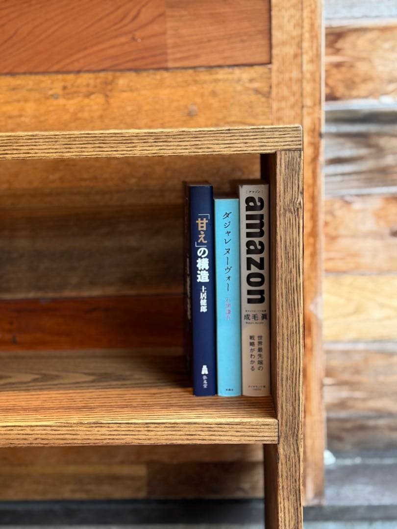 天然タモ材を使った棚　シェルフ　無垢材　木製　一枚板　おまけ積木付き　本棚