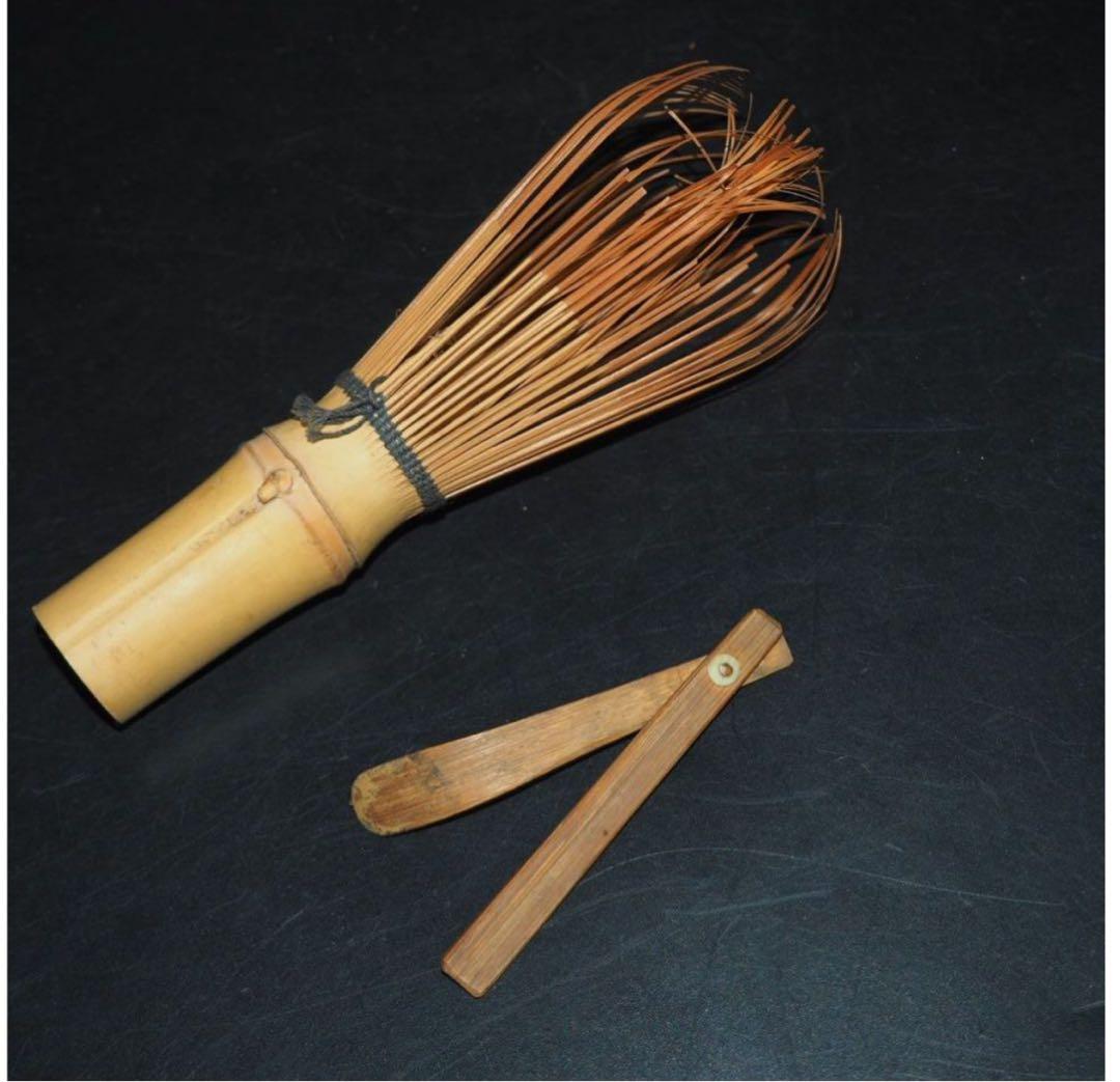 送料無料　康熙年製蛍手茶碗・茶筒・茶杓　茶器揃　　検/中国古玩骨董明代清代乾隆