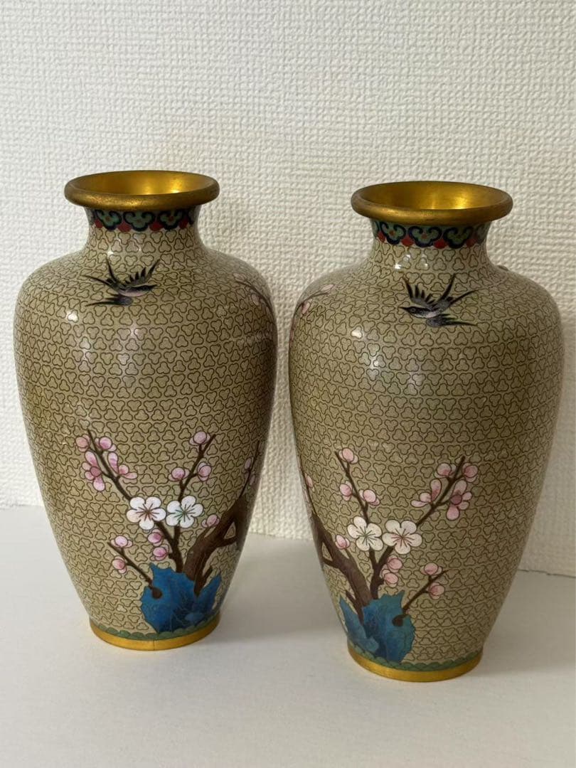 中国美術 銅胎琺瑯 銅製花瓶 壺 唐物古玩 年代品