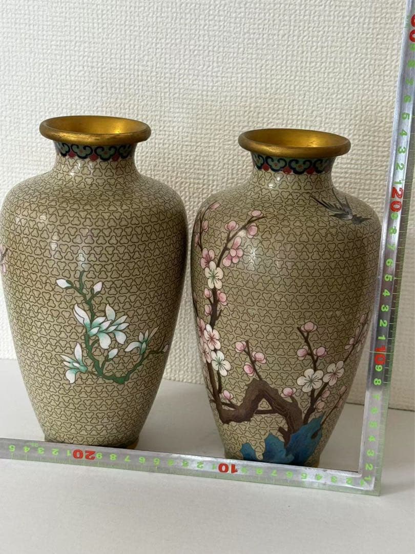 中国美術 銅胎琺瑯 銅製花瓶 壺 唐物古玩 年代品