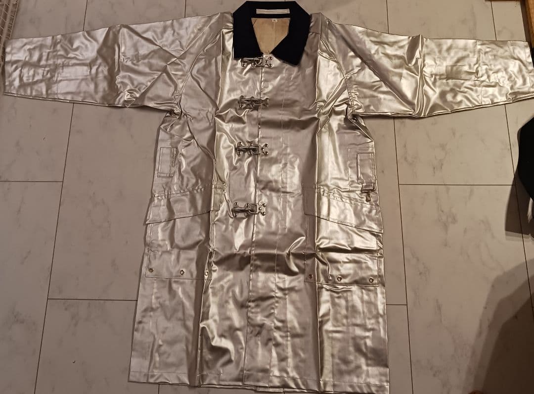 防火服　消防服　シルバー ロングコート　ファイヤーマンコート