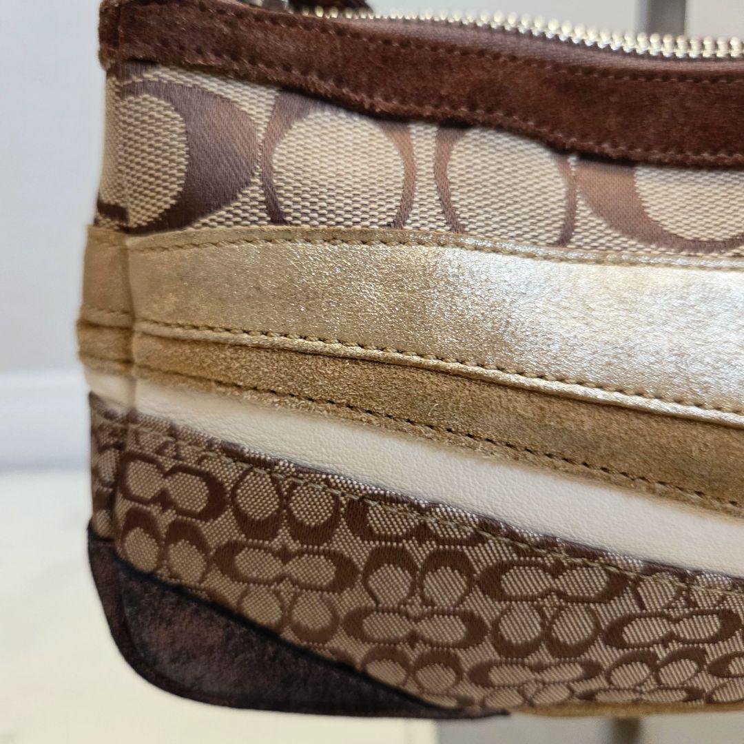 希少 COACH コーチ ミニ アクセサリーポーチ シグネチャー パッチワーク