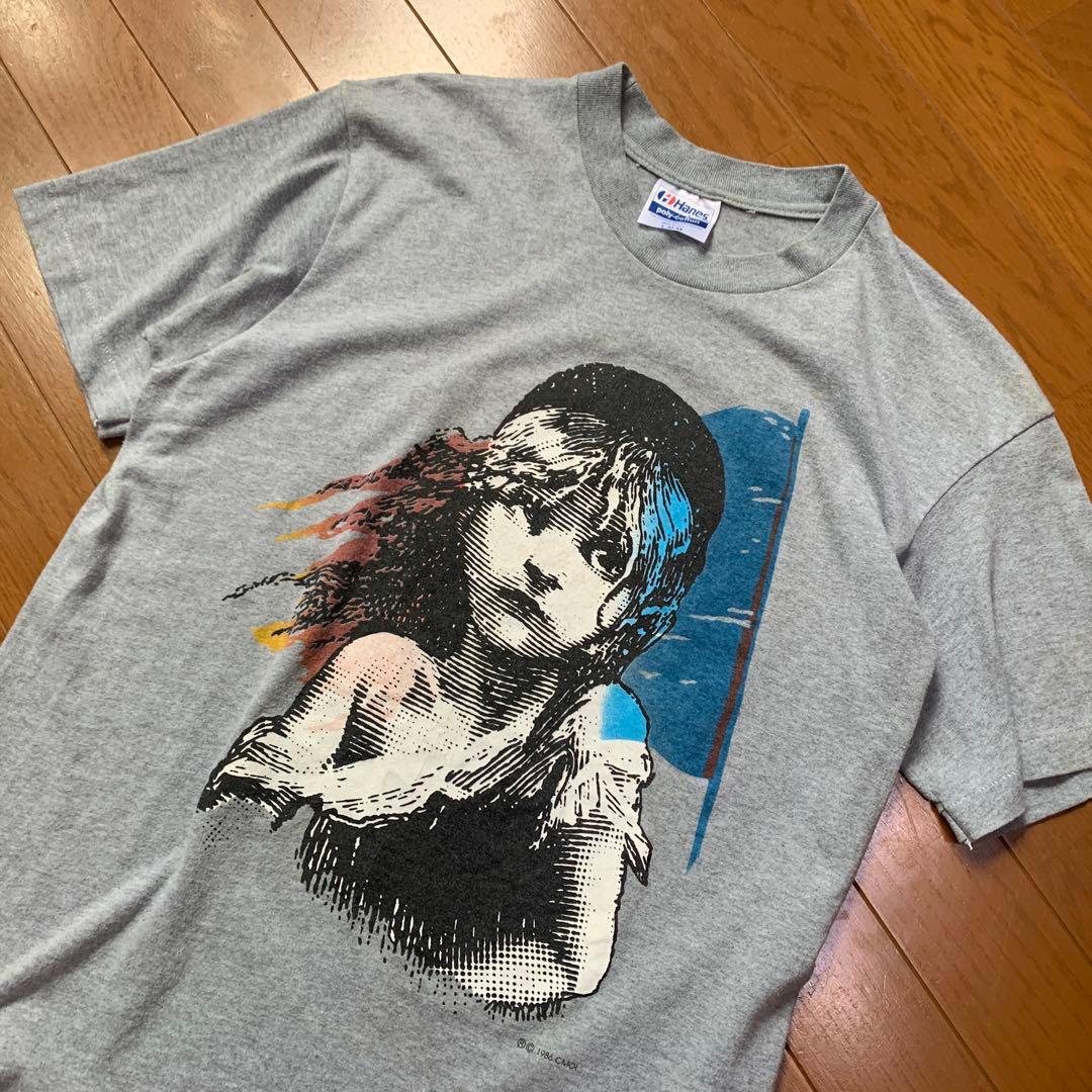 USA製80s◎OLD Hanes レミゼラブル 袖裾シングル グレー L