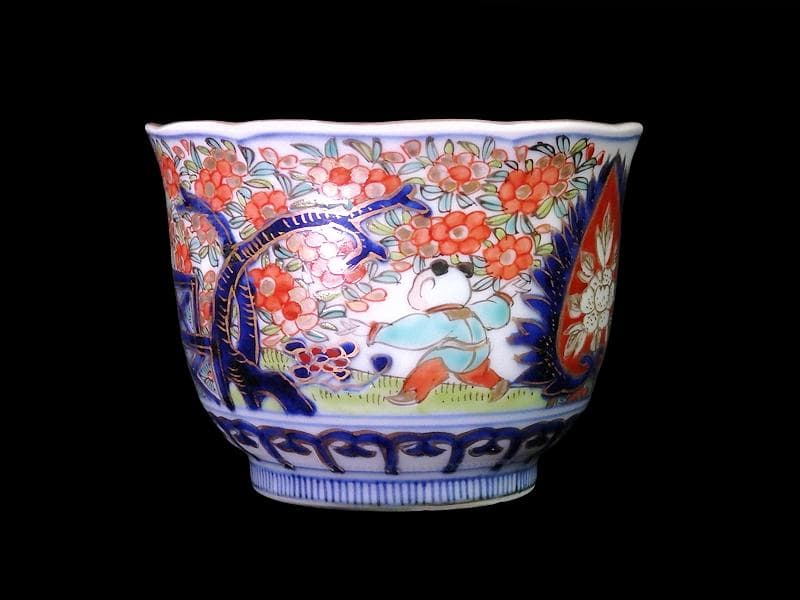 古伊万里　金襴手　花に唐子の図　向付　５客　AS-DCe