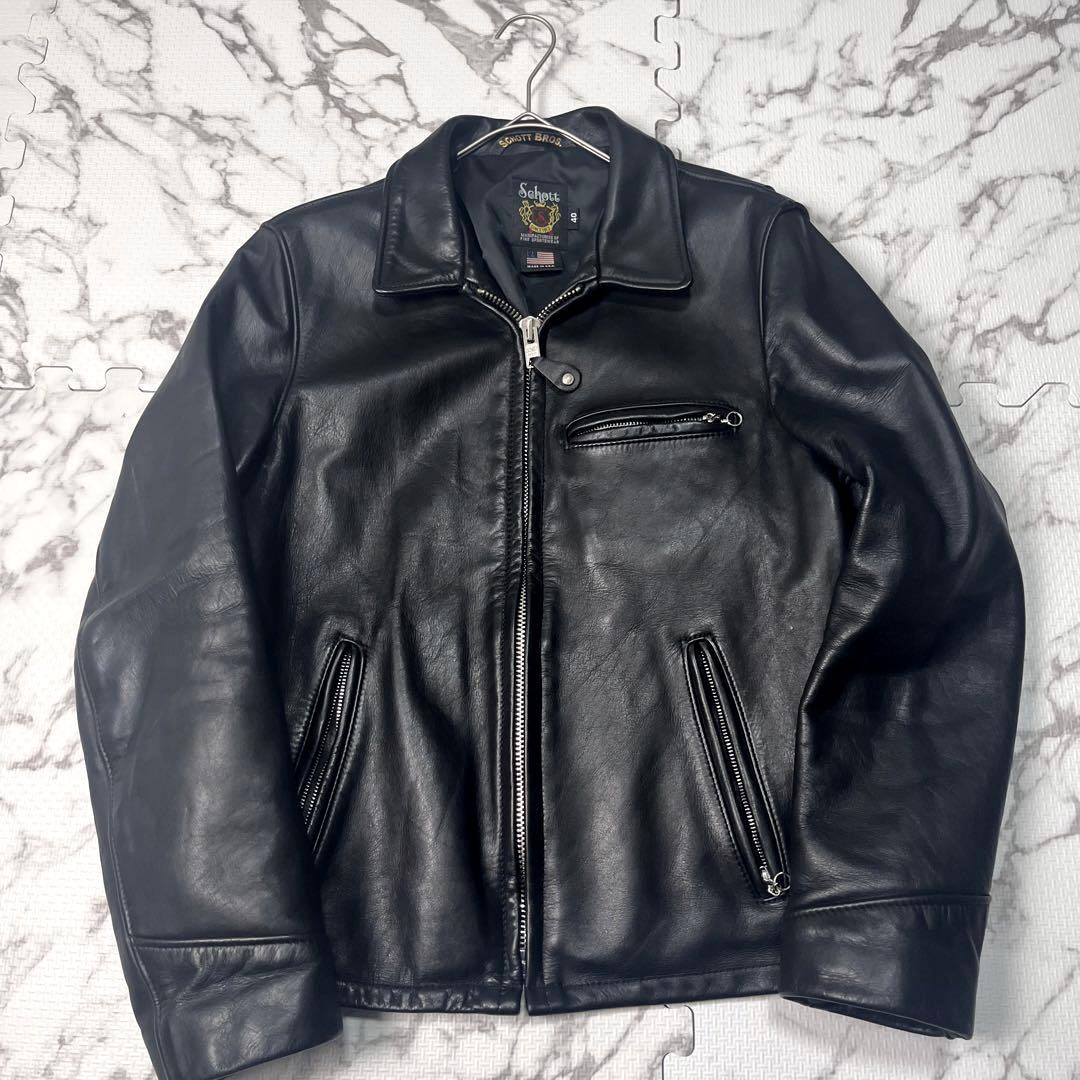 美品✨【米国製】schott トラッカージャケット 103us 40 ブラック