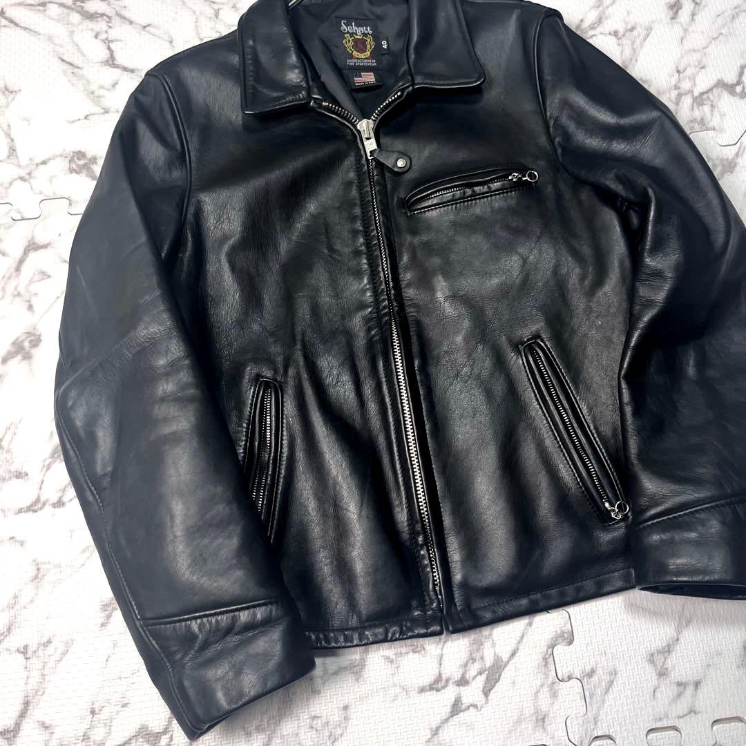 美品✨【米国製】schott トラッカージャケット 103us 40 ブラック