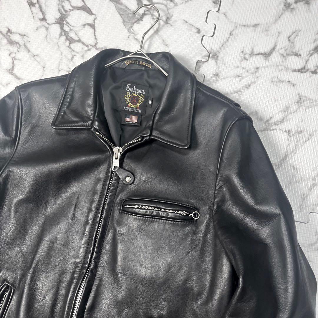美品✨【米国製】schott トラッカージャケット 103us 40 ブラック