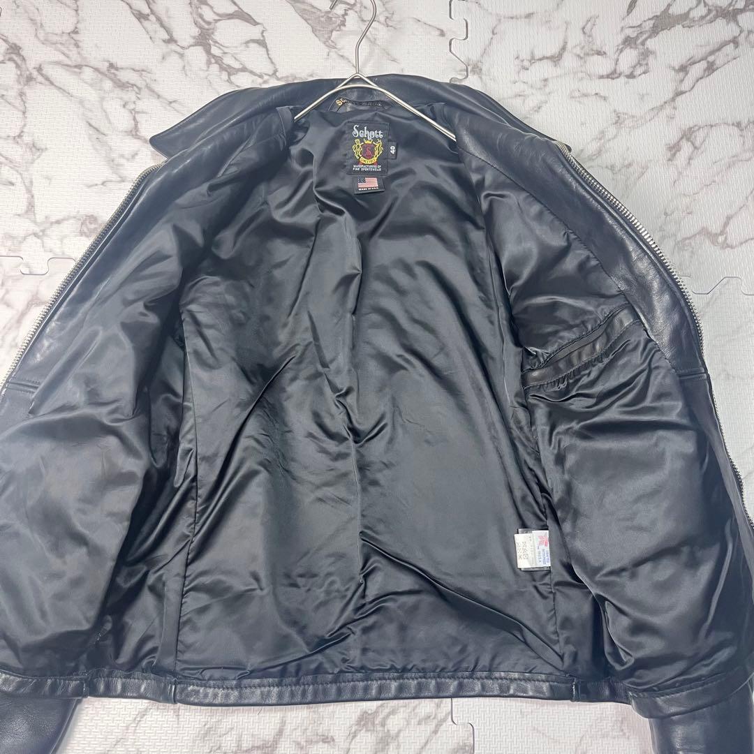 美品✨【米国製】schott トラッカージャケット 103us 40 ブラック