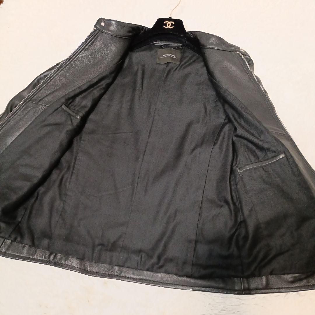 美品■NANO UNIVERSE ライダースジャケット ブラック ラムレザー