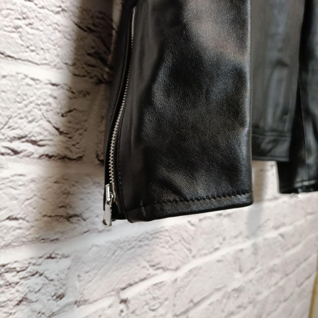 美品■NANO UNIVERSE ライダースジャケット ブラック ラムレザー