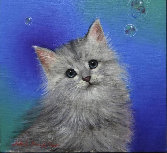 サンバ　　八代亜紀　チビたん　油彩画 S3号　真作保証