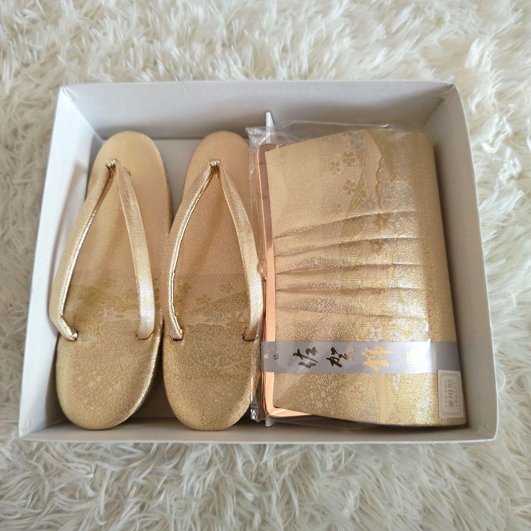 【NORI様】《未使用》佐賀錦　草履バッグセット　ゴールド