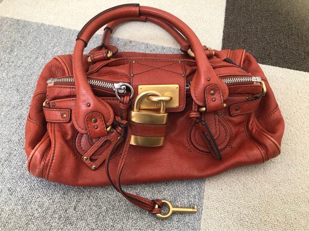 クロエ Chloe パディントン ハンドバッグ レザー ブラウン オレンジ