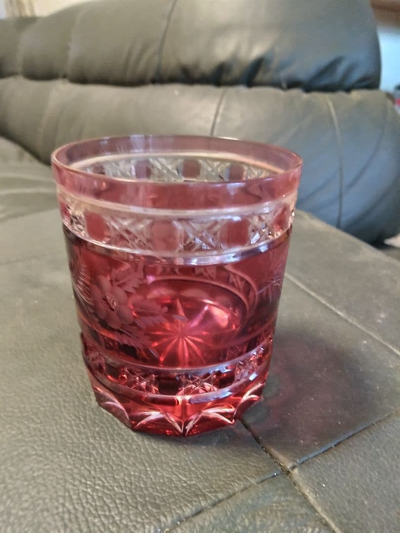 s*s様 赤色花模様のマイセンタンブラークリスタル