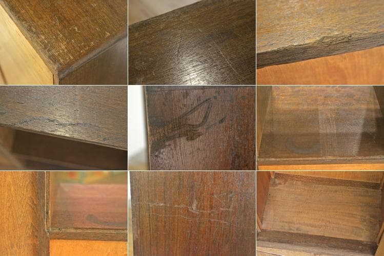 レトロ 小振り キャビネット 戸棚 引き出し 抽斗 3杯 収納 左右非対称 木製