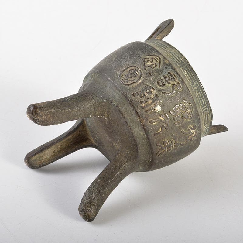 中国　古銅青銅　漢詩文　三足香炉　C　6225