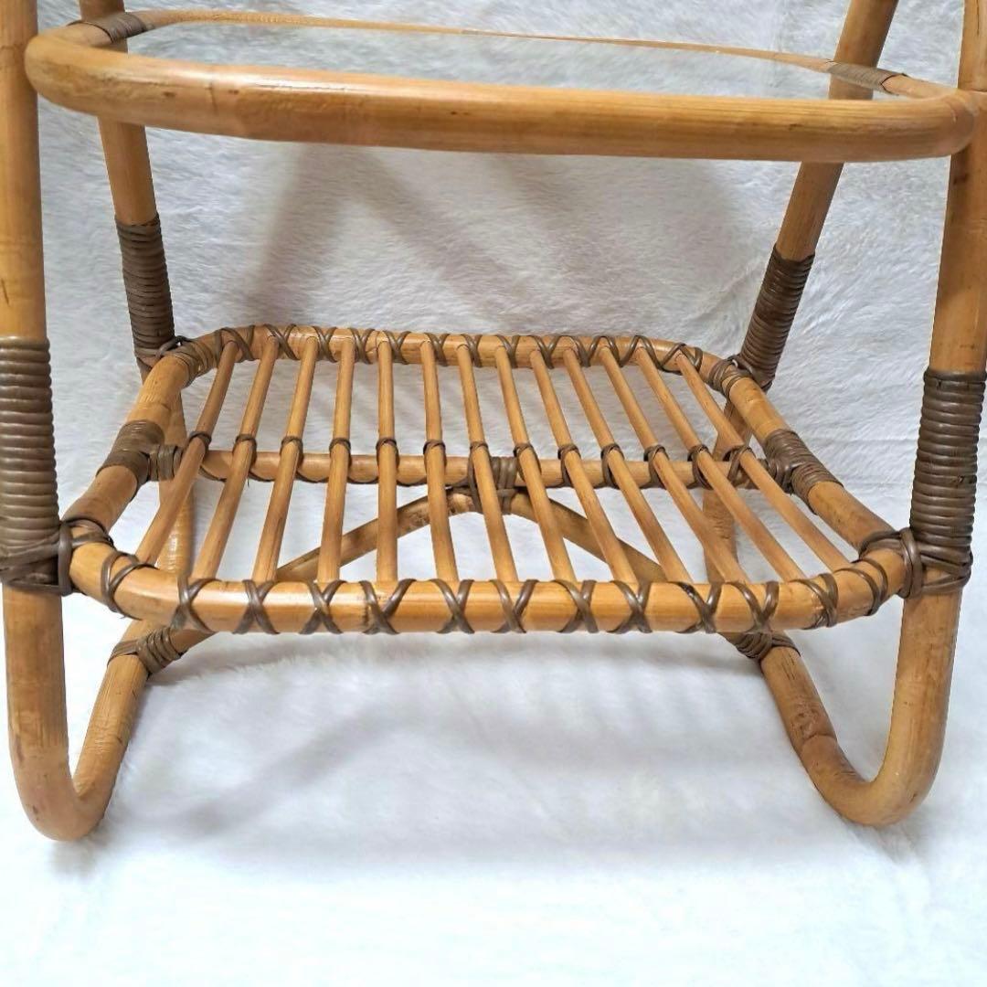 ラタン 籐 サイドテーブル 昭和レトロ