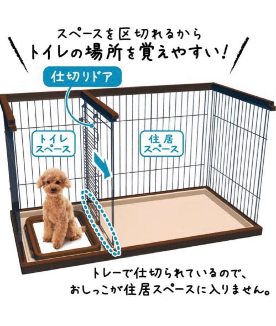 ペティオ　トイレのしつけができる　ペットケージ ブラウン　レギュラーサイズ