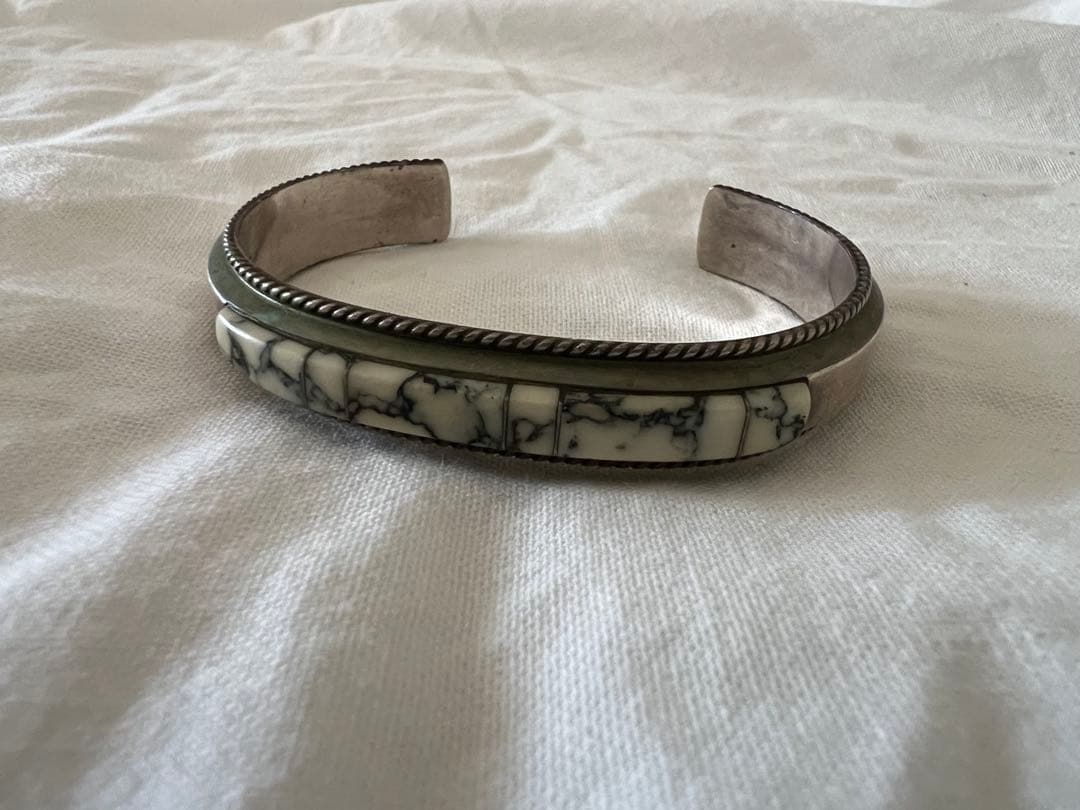 インディアンジュエリー バングル シルバー ホワイトターコイズ