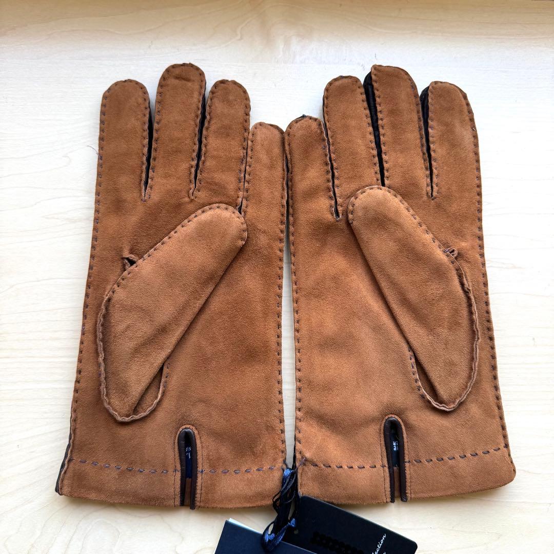★新品★GALA GLOVES　メンズ　高級レザー手袋　スエード　カシミヤ　茶